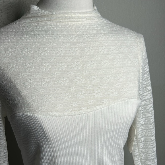 Altar’d State White Lace‎ & Stretch Knit Mock Neck Top NWT Sz Large - Picture 7 of 14